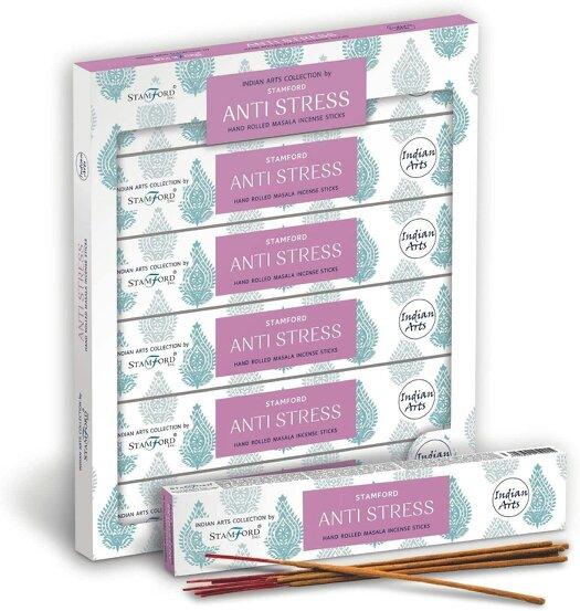 Stamford Indian Arts Anti Stress Hand Rolled Masala Incense Sticks, 6 packs x 15 sticks