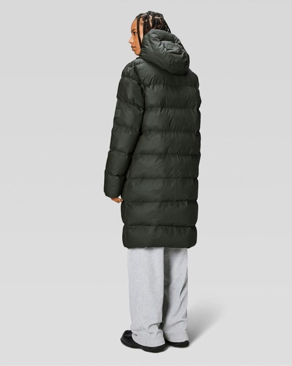 Rains Alta Long Unisex Puffer Jacket - 03 Green