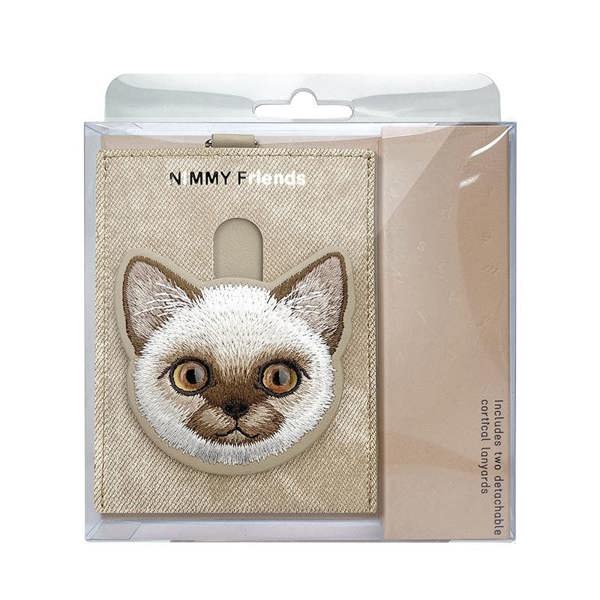 Nimmy Friends Nimmy Big Eye Cute Pet Siamese Cat Face Card Sleeve Holder Brown - N-XDY-KT-026