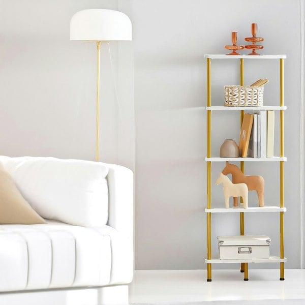 Rafaelo Mobilia 5 Tier Corner Shelf White