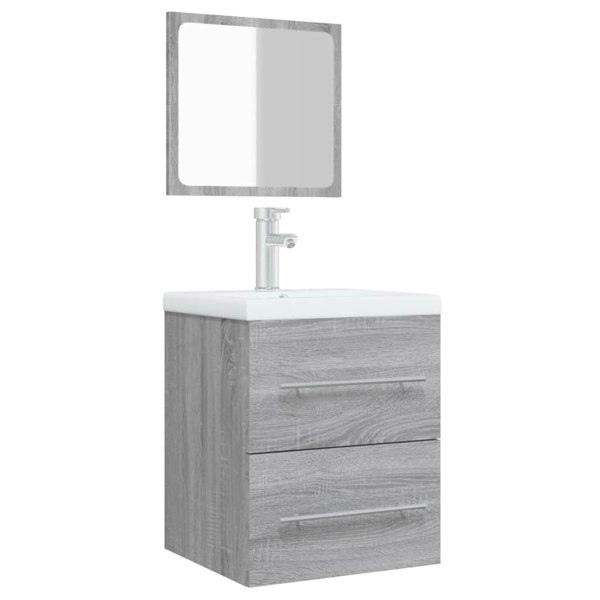 Berkfield Bathroom Cabinet with Mirror Grey Sonoma 41x38.5x48 cm Engineered Wood