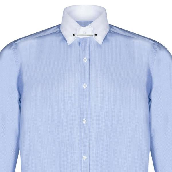 TruClothing Mens Club Collar Blue Shirt 1920s Peaky Blinders With Bar Poplin Pin Smart