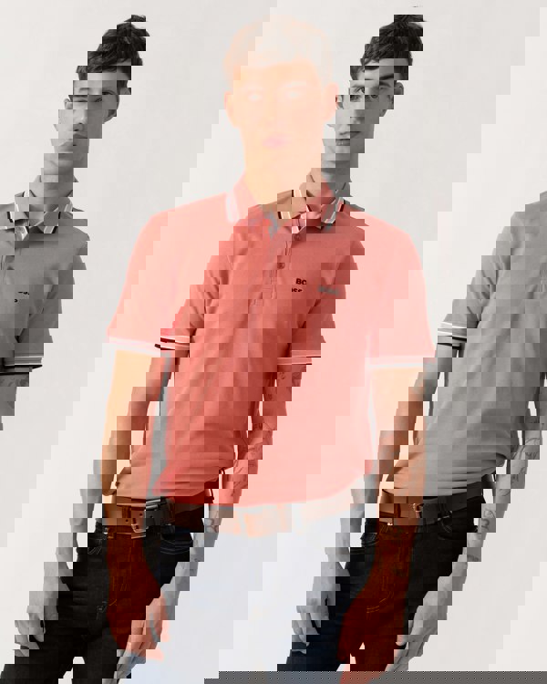 BOSS Green Paddy Mens Cotton-Piqué Polo Shirt with Contrast Logo - Medium Pink 667