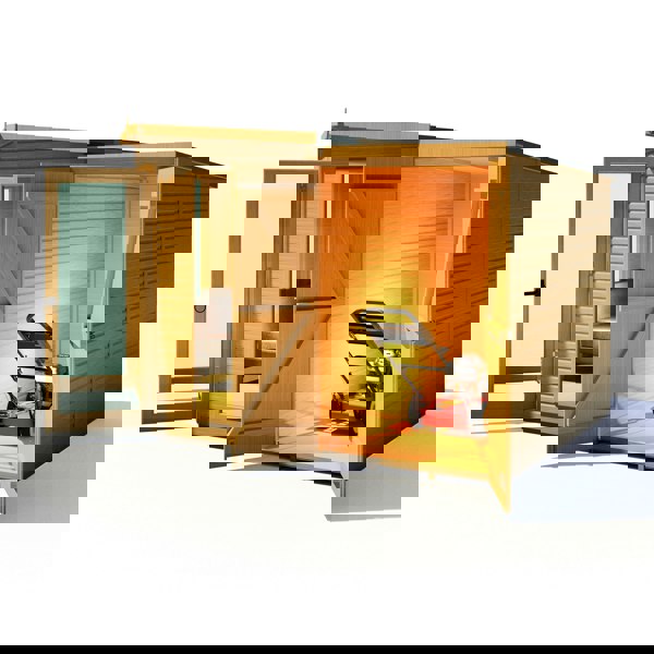 Shire Barclay With Side Shed 8x12 Corner Summerhouse 12mm Interlock Cladding - Best Shed