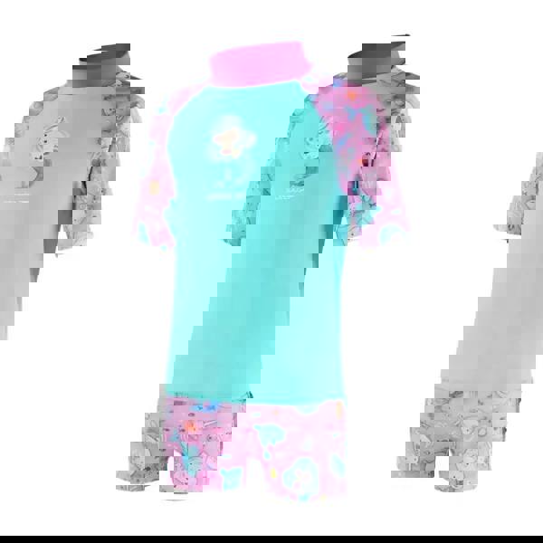 Speedo Tots Girls Printed Sun Protection Set in teal mermaid print