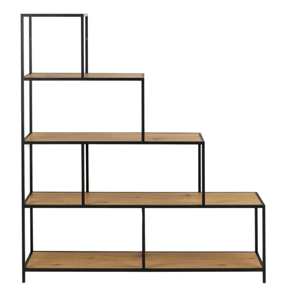 Furniture To Go Seaford Bookcase with 4 Shelves in Black and Oak