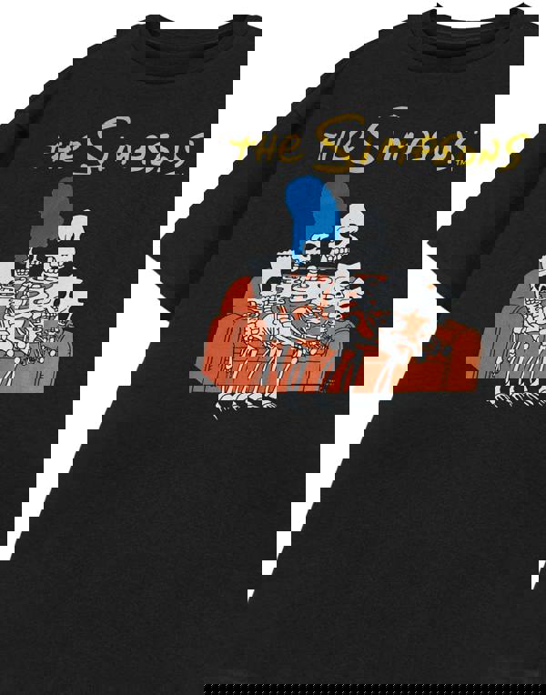 The Simpsons Boys Black Skeleton Couch Short Sleeved T-Shirt