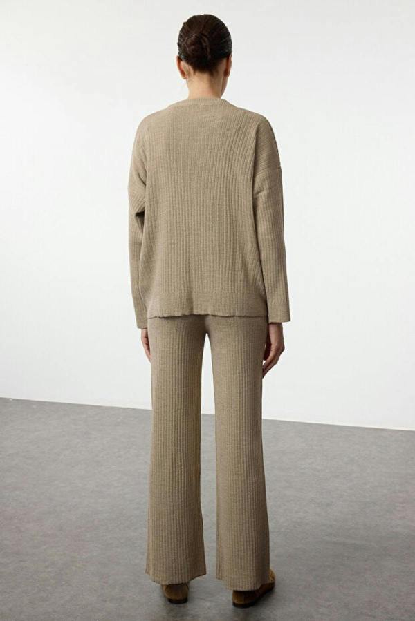 WOVCOR 2-Piece Loose Fit Basic Ribbed Knit Top & Pants Set