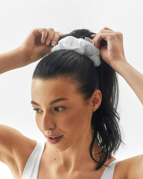 Elk & Bloom Soft 100% Cotton White Chunky Hair Scrunchie