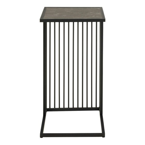 Wyld Haus Porto Organic Black Metal C Shape Side Table Stone Effect Top