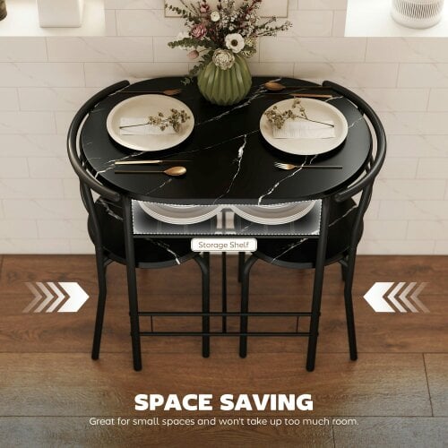 Wyld Haus Tolo Black Compact 3 Piece Dining Table And Chair Set