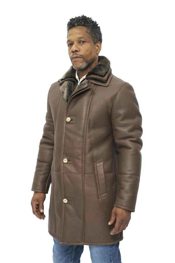Infinity Leather Mens Warm Shearling Sheepskin Leather Coat-Ilford