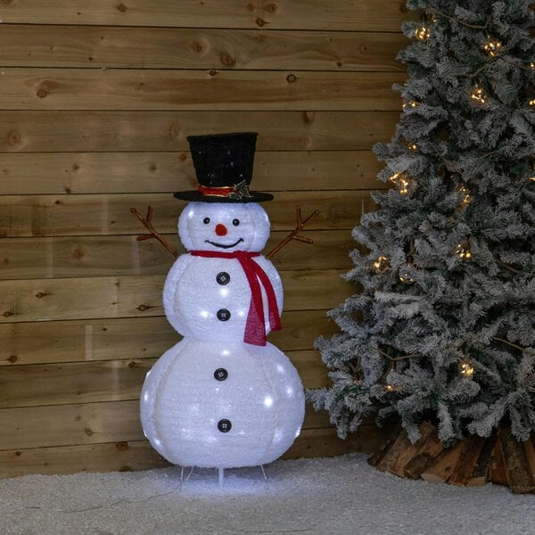 Samuel Alexander 1.2m (4ft) Light up Foldable Christmas Snowman with 100 White LEDs