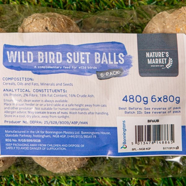 Samuel Alexander Pack of 6 Bird Wildlife Nutritional Suet Fat Balls