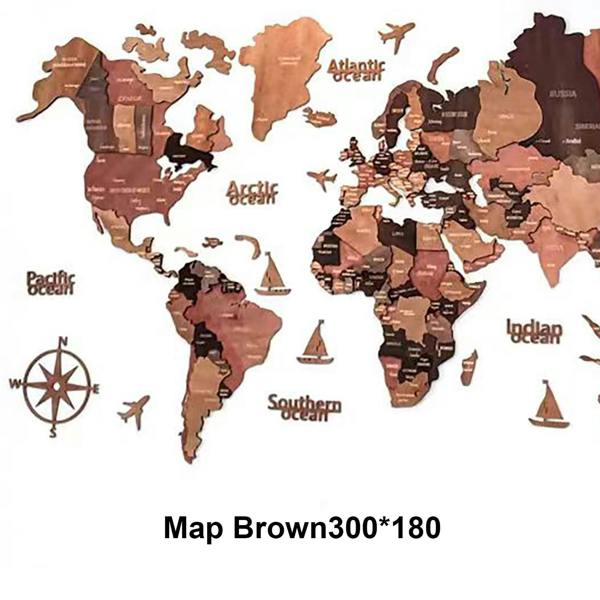 HYGRAD BUILT TO SURVIVE 3D Wooden World Map Wall Art – Vintage Rustic, 4 Sizes | HYGRAD®