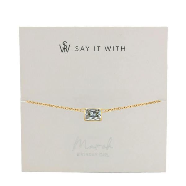 Say It With Emerald Cut Birthstone Necklace - Yellow Gold