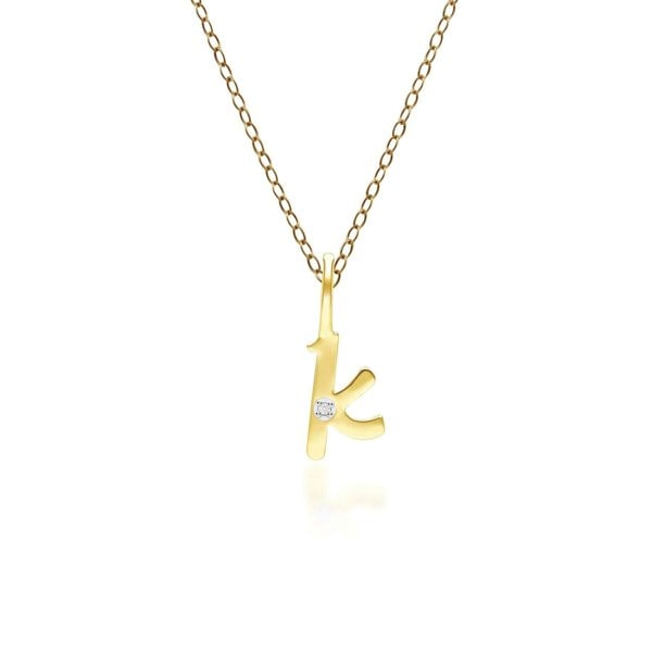 191P0782019 Alphabet Letter K Diamond pendant in 9ct Yellow Gold Front