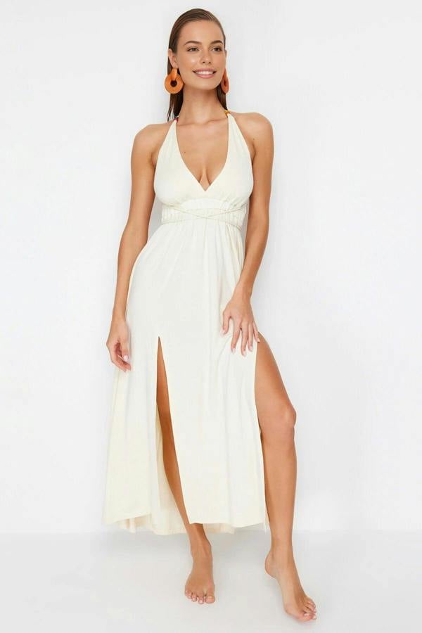 WOVCOR Knitted Maxi Beach Dress with Slit