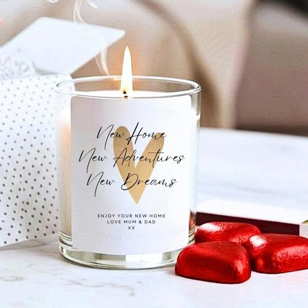 Personalised Gold Heart New Home Candle Gift box | Friend, Couples
