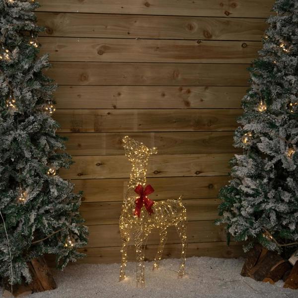 Samuel Alexander 90cm Light up Gold Twist Christmas Standing Reindeer with 300 Warm White LEDs
