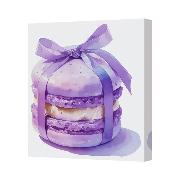 Benjamin Tate Design Purple Macaron Canvas Art Print With Deep Wooden Frame