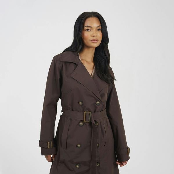 Brave Soul Chocolate Double-Breasted Longline Trench Coat  - Chocolate Image 4