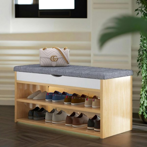 Rafaelo Mobilia 3 Tier Shoe Storage Bench With Seat & Storage