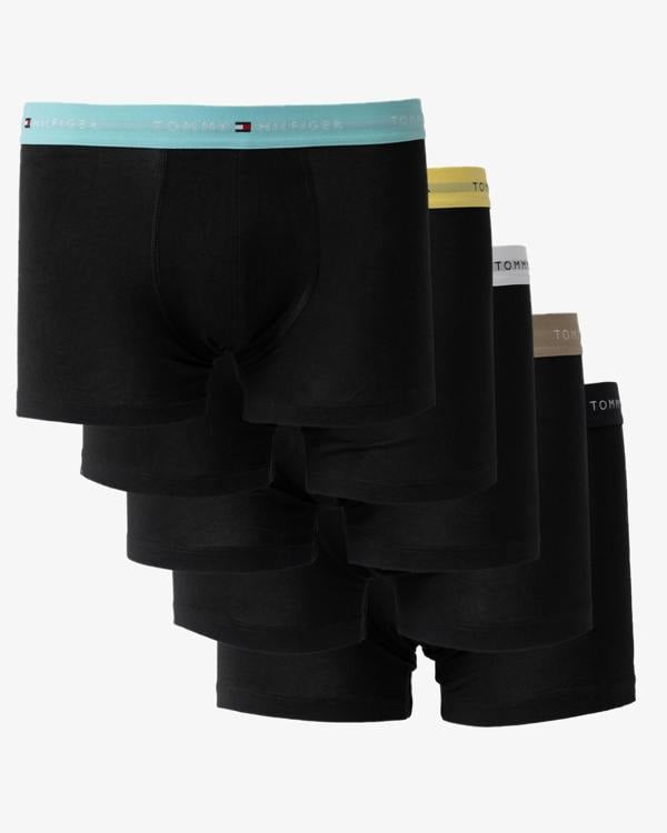 Tommy Hilfiger 5-Pack Logo Waistband Mens Trunks in Green, Yellow, Blue, White, Black