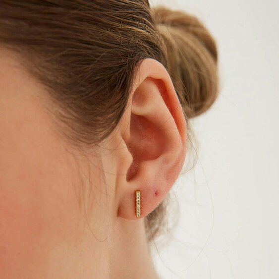 Spero London Chained Bar Chain and Bar Earring Set in Sterling Silver - Pair