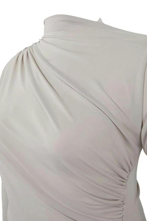 WOVCOR Gathered Detail Long Sleeve Knitted Plus Size Blouse
