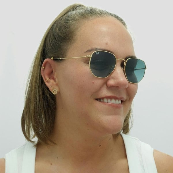 Ray-Ban Sunglasses Hexagonal RB3548N 91233M Gold Blue Grey Gradient