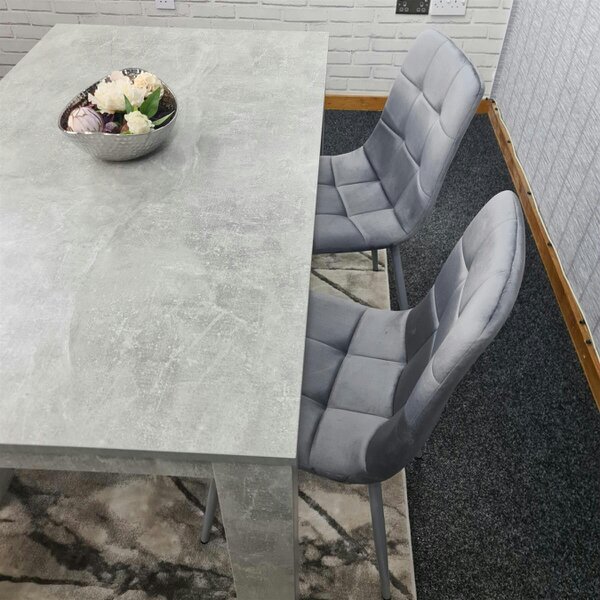 Kosy Koala Grey Wooden Dining Table Set with 2 Grey Velvet Chairs and 1 Bench ? Dining Room Furniture