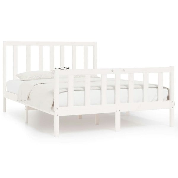 Berkfield Bed Frame White Solid Wood 140x190 cm
