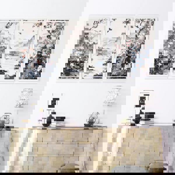 Picture Walls Living Room | Set of 3 Chinoiserie Wall art Prints