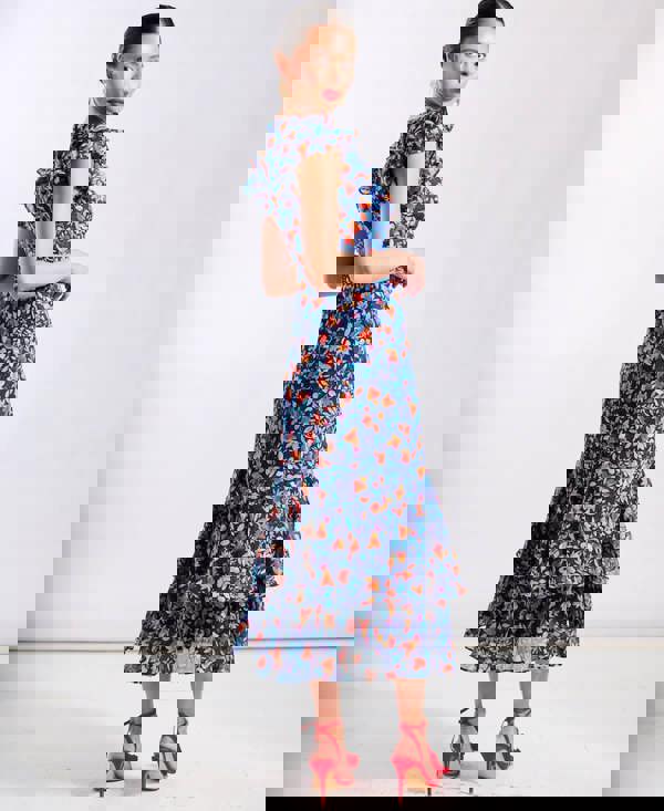 Blue Floral Midi Dress