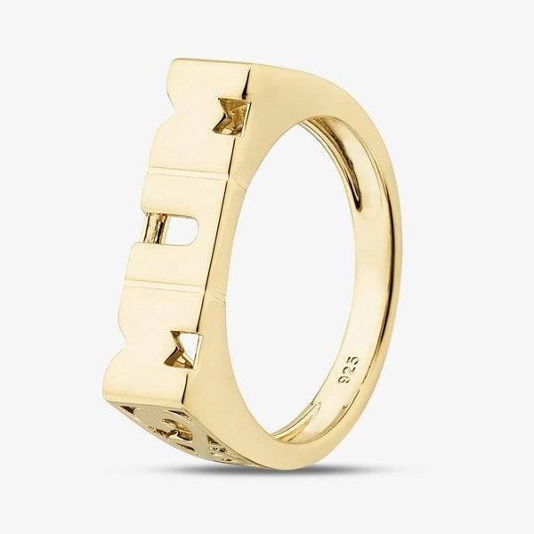 T. H. Baker Silver Gold Plated Sterling Silver Mum Signet Ring S2003Y