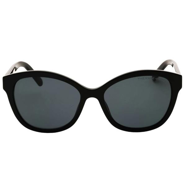 Marc Jacobs Grey Lens Gold Logo Black Sunglasses One Size