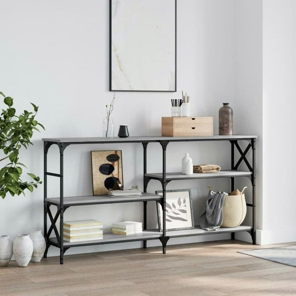 Berkfield Console Table Grey Sonoma 150x29x76.5 cm Engineered Wood