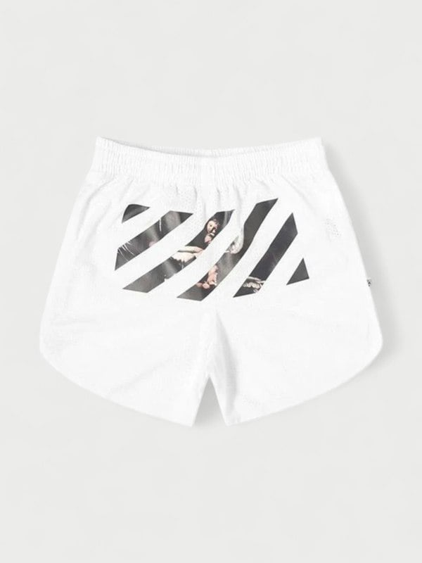 Off-White Caravaggio Diag Stripe Shorts White
