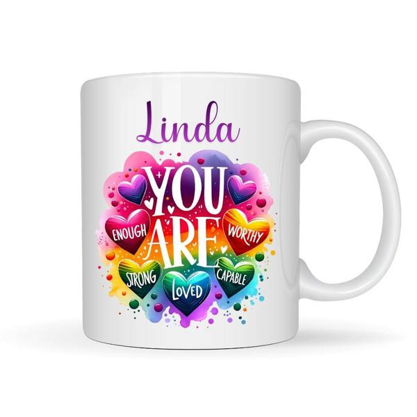 Personalised You Are Enough Affirmation Mug Gift | Sister Daughter Mum