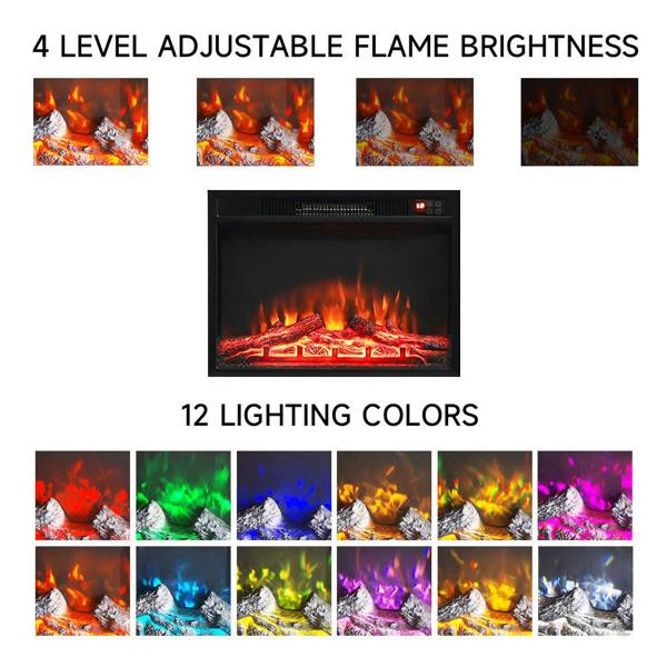 138cm W Recessed Electric Fireplace TV Stand with Timer and Remote Freestanding Fireplaces Living and Home