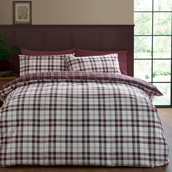 Kelso Check Plum Duvet Cover Set