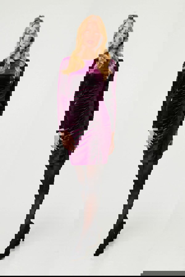 Purple | Velvet Texture Ruched Bodycon Mini Dress
