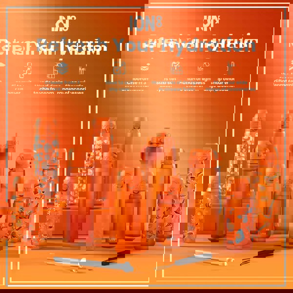 ION8 Leak Proof Slim Water Bottle, Stainless Steel, Hearty Orange, 600ml (20oz)