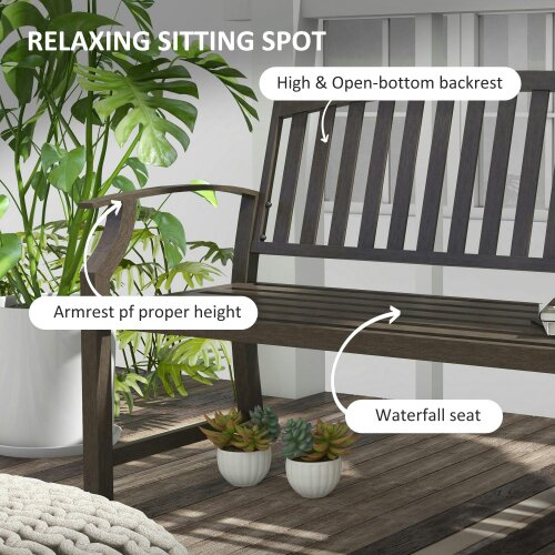 Wyld Haus Lilu Metal Brown 2 Seater Outdoor Garden Bench With Slatted Frame