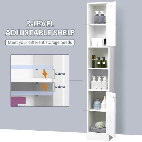 Wyld Haus Sokana Tall Bathroom Storage Cabinet With Mirror And Adjustable Shelving Freestanding White