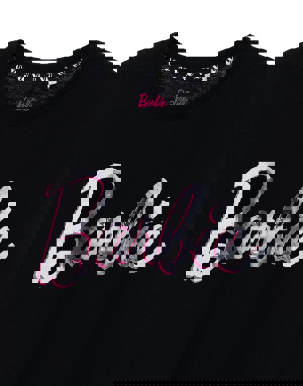 Barbie Womens Black Logo Oversized Short Sleeved T-Shirt