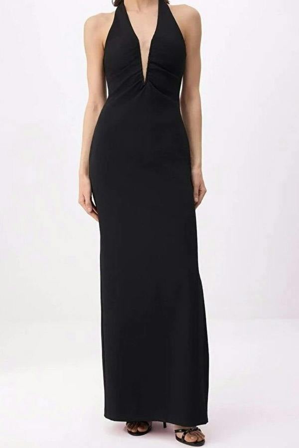 WOVCOR V-Neck Woven Maxi Dress