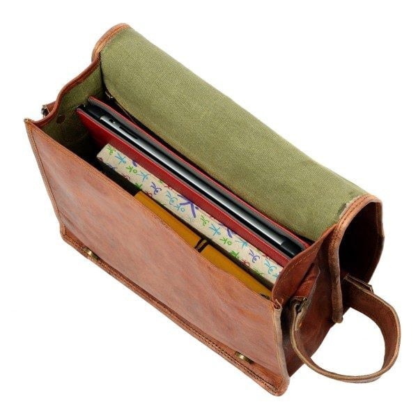 Paper High Brown Leather Messenger Bag