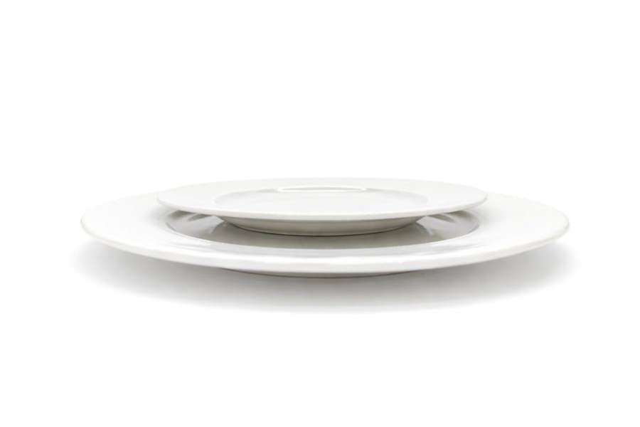 Dessert Side Plate 4pc Set Porcelain White Embossed Floral Rim 20.5cm